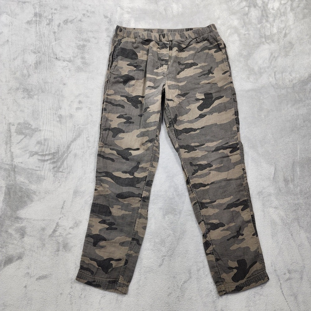 Dylan Pants Womens S Green Camo Cotton Gauze Pull On Straight Leg Casual Relaxed